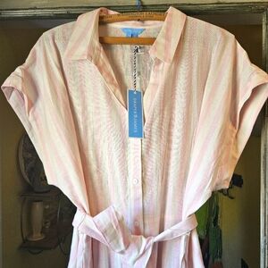 Draper James Pink & White striped dress - NWT sz 16 (2XL)